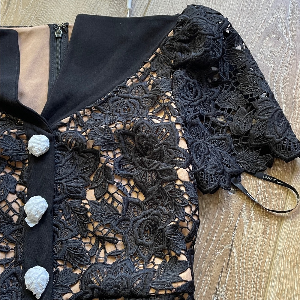 Self-Portrait Black Floral Lace Mini Dress with Statement Buttons. NWT! - Picture 7 of 16